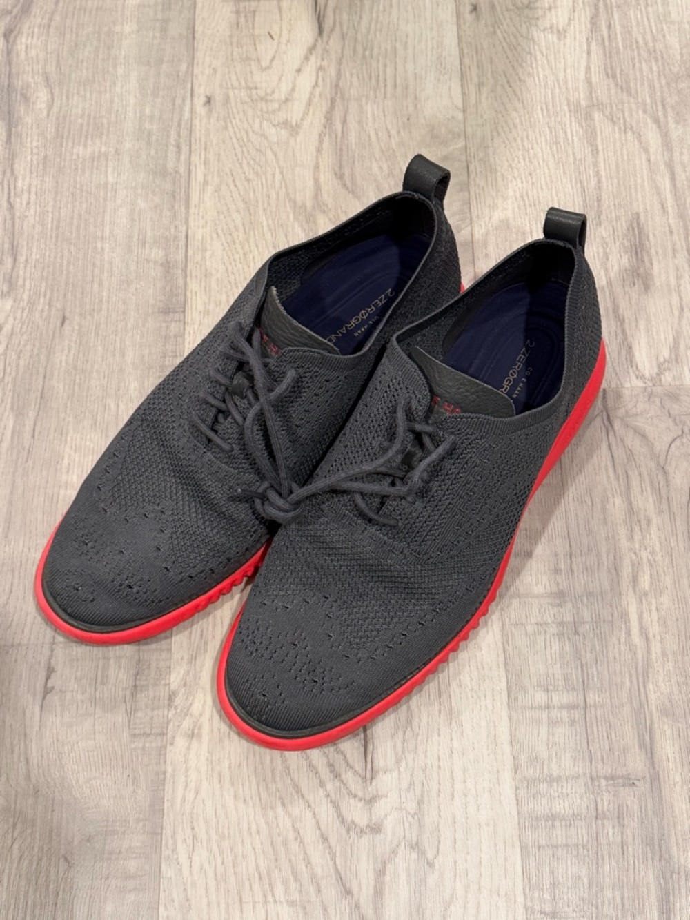 Cole Haan Grey Knit Men's Sneakers with Red Outsole
